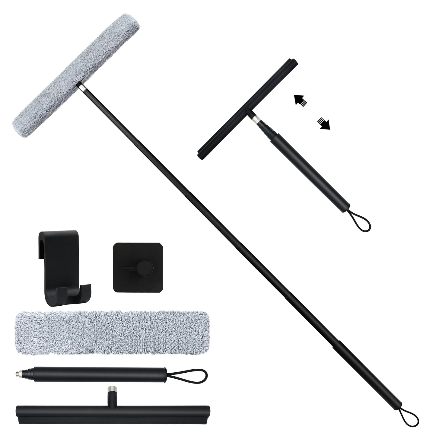 Tidymend Shower Squeegee for Glass Doors, 12-47'' Telescopic Window Squeegee for Shower Glass, Floor, Car Windshield
