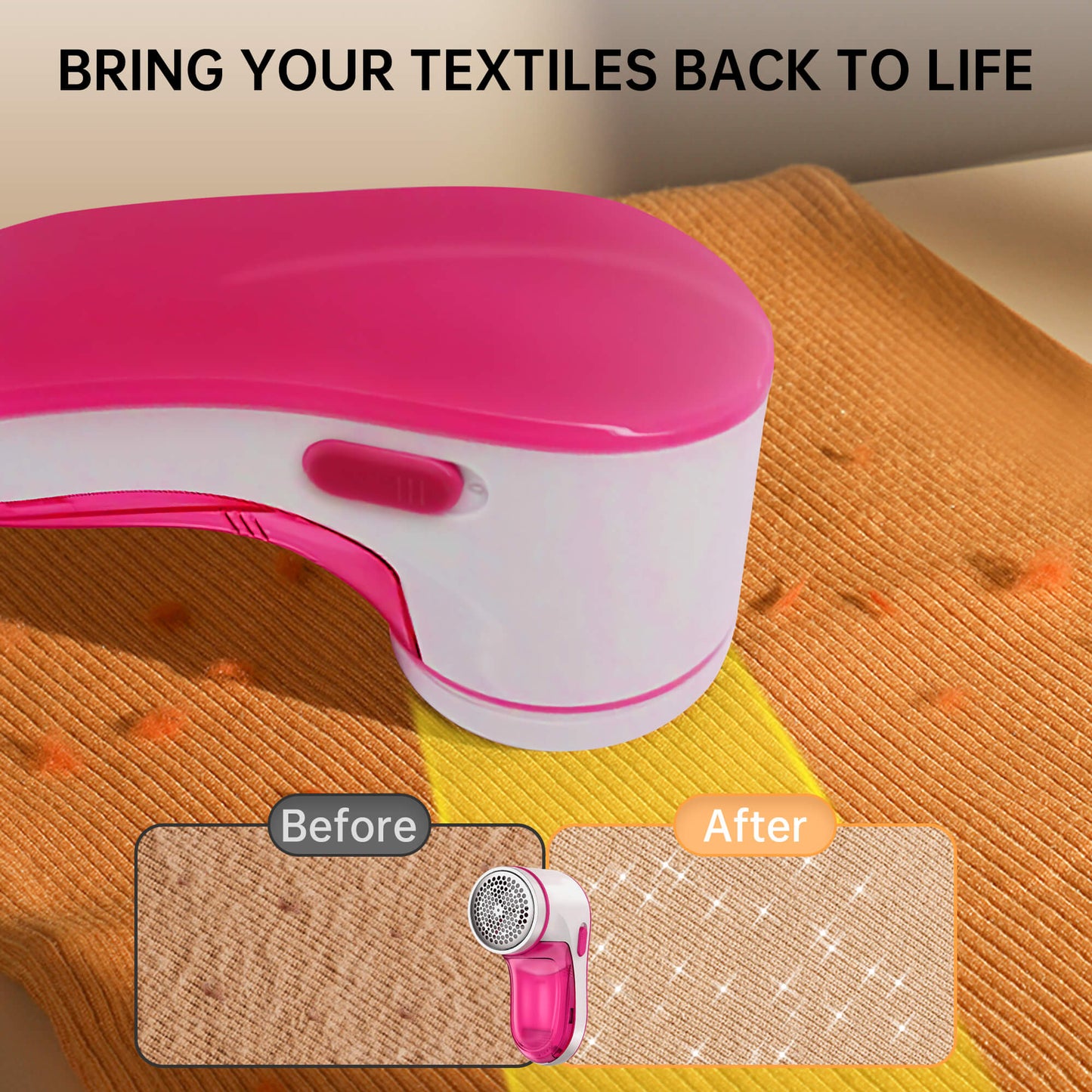 Fixdono Fabric Shaver, Lint Remover Rechargeable, Electric Portable Sweater Defuzzer with 2 Spare Blades, Rose Red