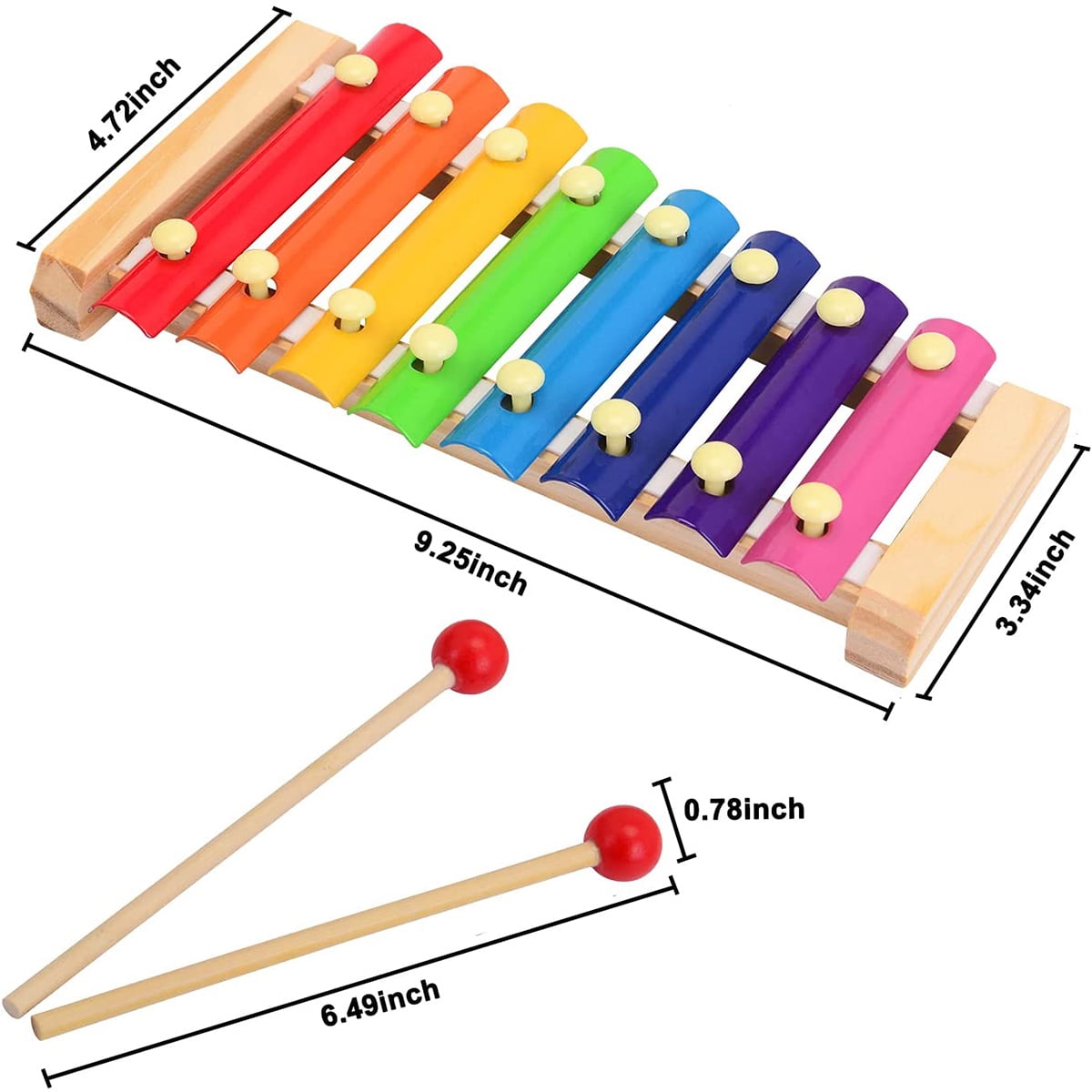 Fixdono Wooden Xylophone Children's Musical Instruments Toy, Wooden 8 Keys Hand Knock with Mallets Preschool Educational Toys, Great Gift for Kids Girls and Boys Toddlers Ages 3+