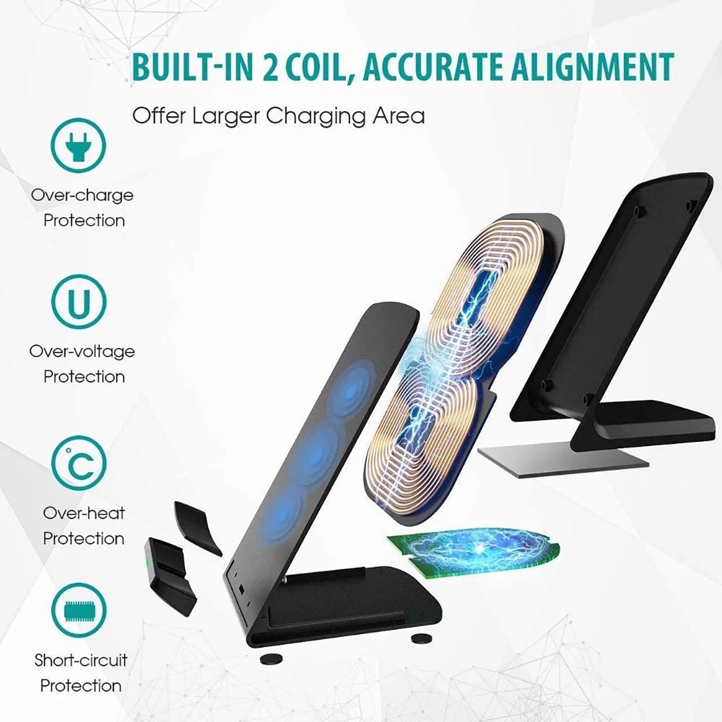 Fixdono Fast Wireless Charger, 20W Max Fast Wireless Charging Stand for iPhone, Samsung