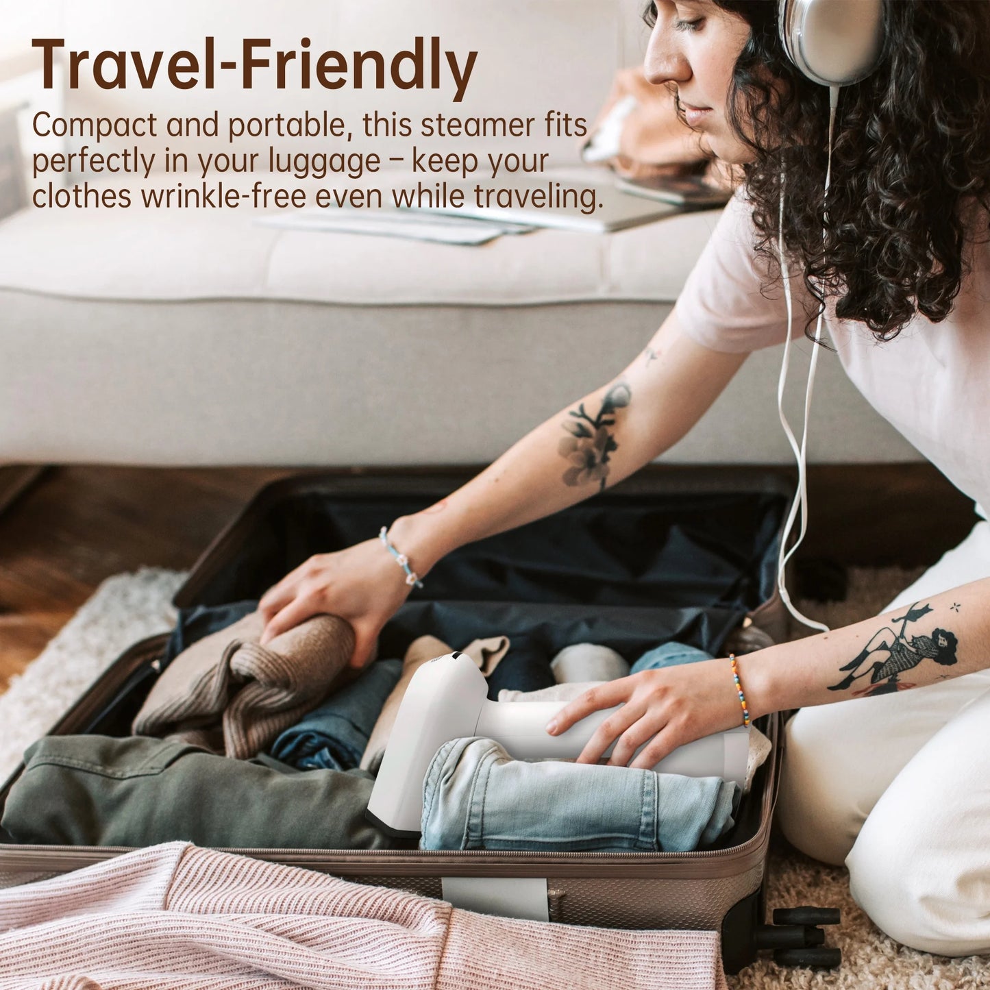 Fixdono Handheld Clothes Steamer, 1200W Garment Steamer with Fast Heat-Up, 9.5oz Removable Tank, Portable Wrinkle Remover for Home & Travel, White