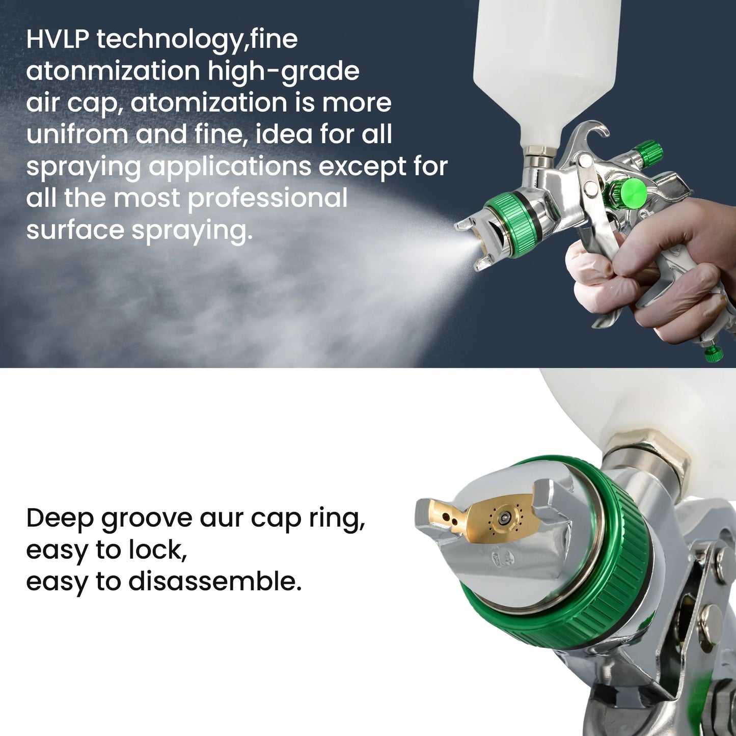 Professional HVLP Spray Gun Set Gravity Feed Air Spray Gun with 1.4, 1.7, 2.0mm Nozzles for Auto Paint, Primer, Touch-Up