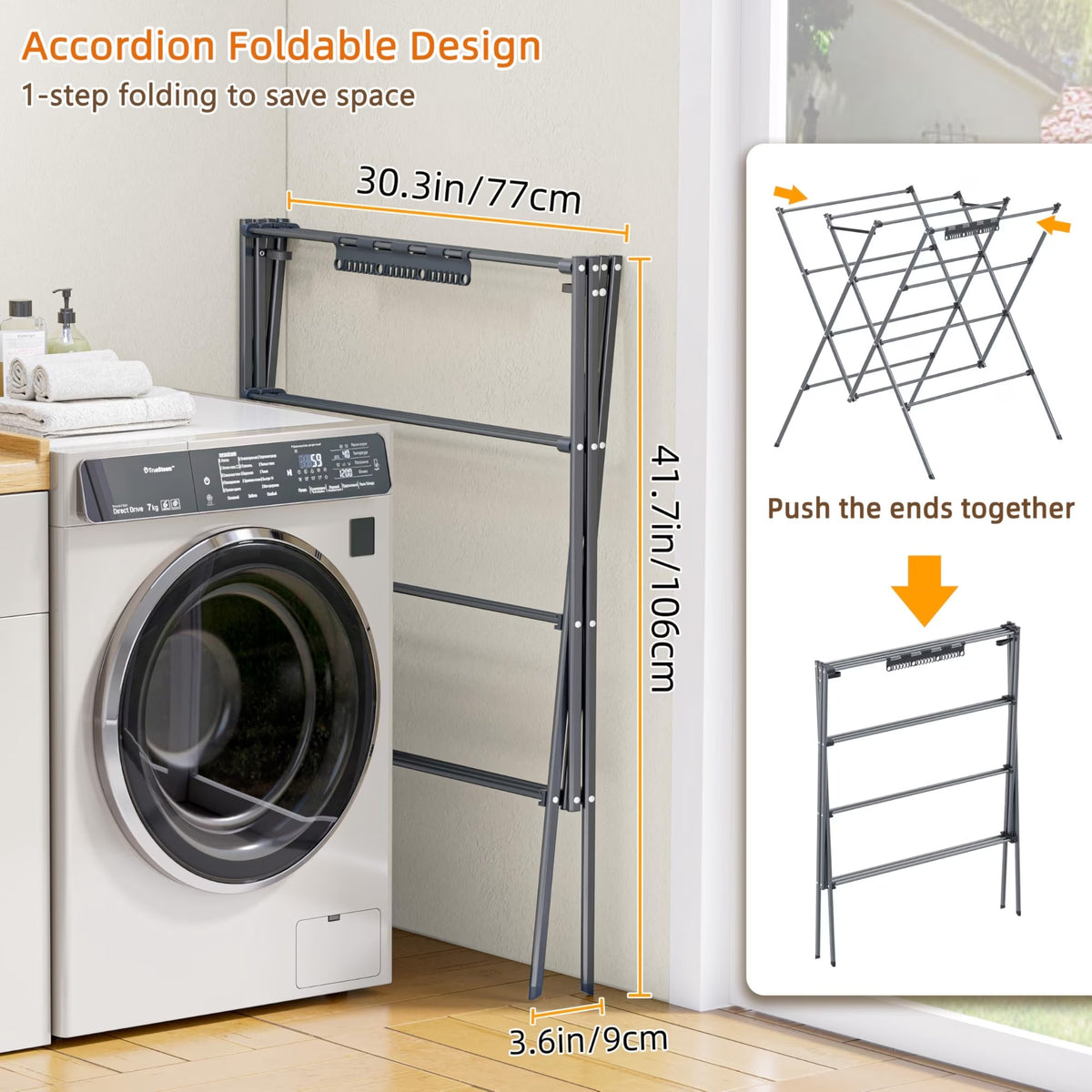Fixdono Foldable Clothing Drying Rack, Large, Silver