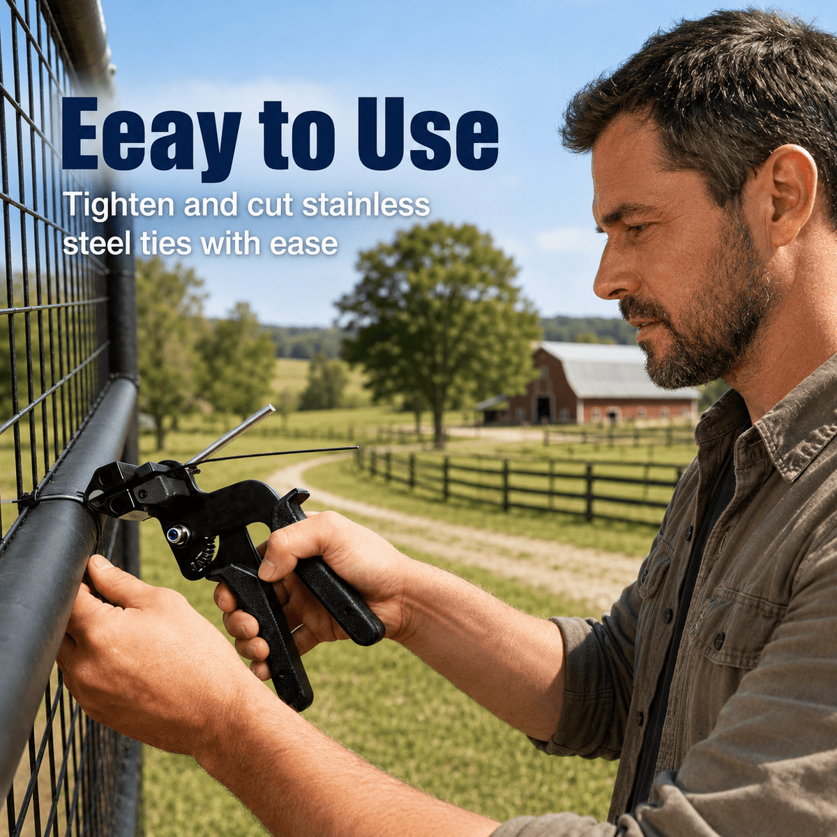 Cable Tie Gun Kit with 300pcs Stainless Steel Zip Ties, 3 Sizes (8", 12", 16"), Heavy-Duty Tensioning & Cutting Tool for Chain Link Fence, Exhaust Wrap