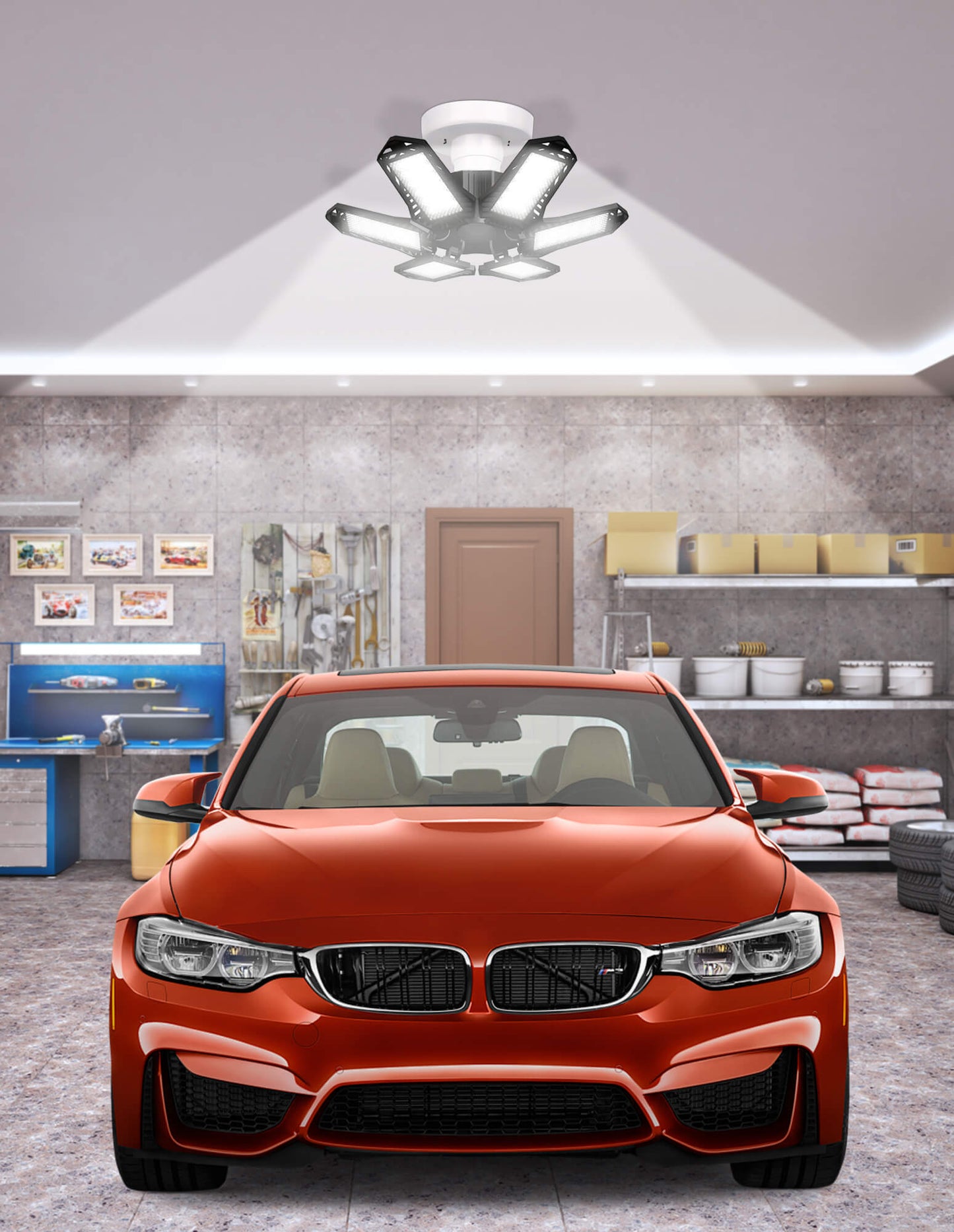 Fixdono 2 Pack LED Garage Lights Bulb, Ultra Bright 6500K 2200LM Garage Ceiling Shop Light E26/E27