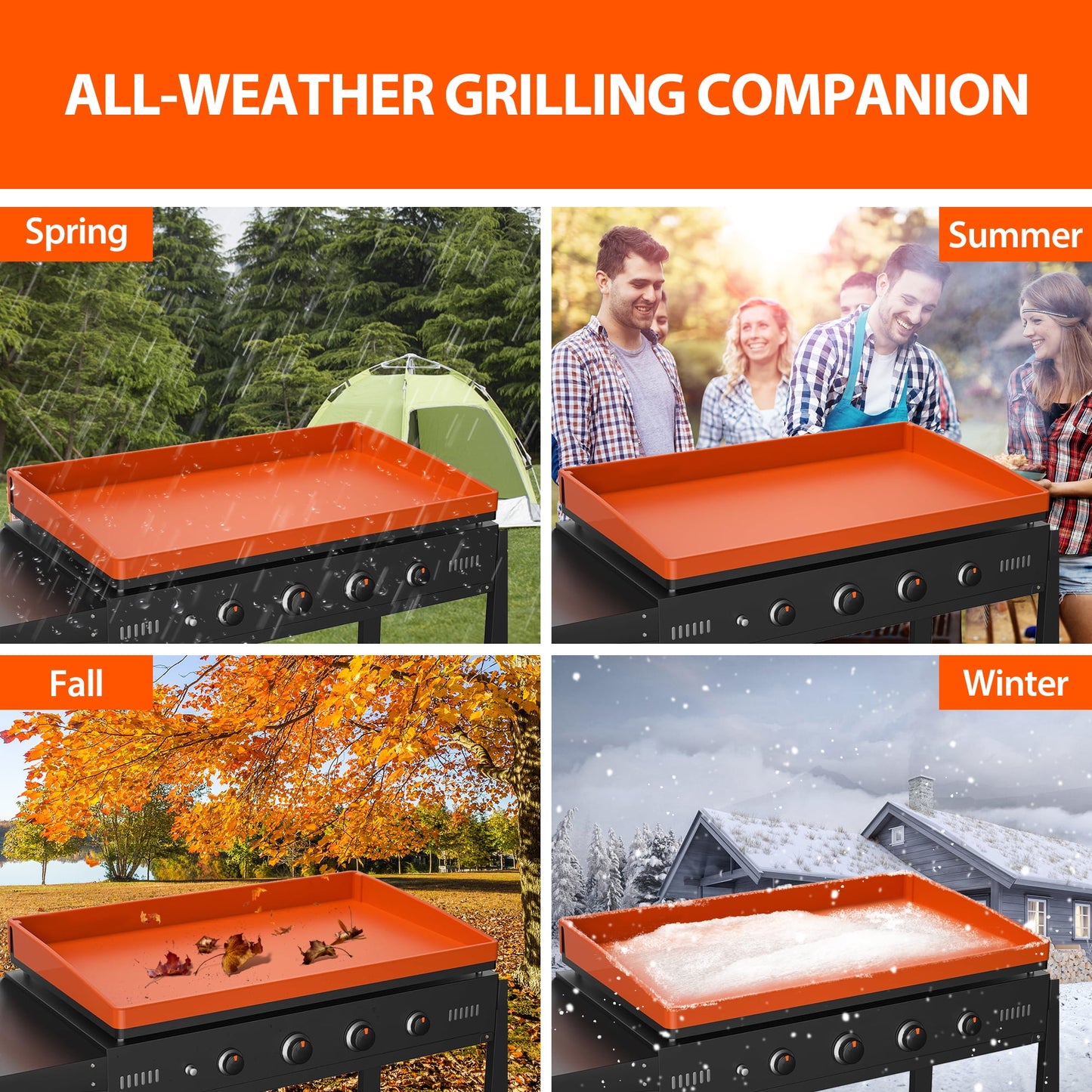 Fixdono 22" Silicone Griddle Mat for Blackstone, Full-Edge Protective, Food-Grade Silicone Griddle Cover, Blackstone Griddle Accessories, Orange
