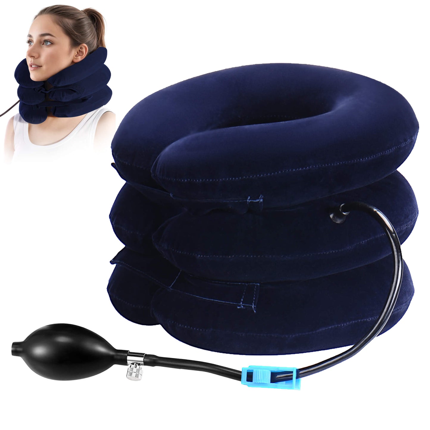 Cervical Neck Traction Device for Neck Pain Relief, Adjustable Inflatable Neck Stretcher Neck Brace, Neck Traction Pillow for Use Neck Decompression and Neck Tension Relief