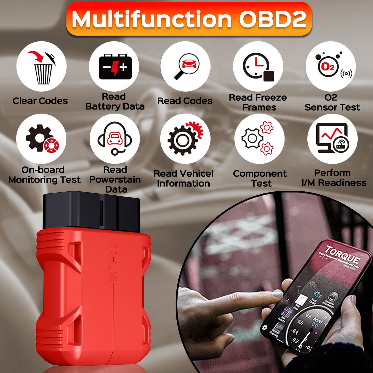 Fixdono OBD2 Scanner Bluetooth, Car Code Reader for iOS & Android, Exclusive APP & No Subscription Fee, OBDII Car Scanner Diagnostic Scan Tool
