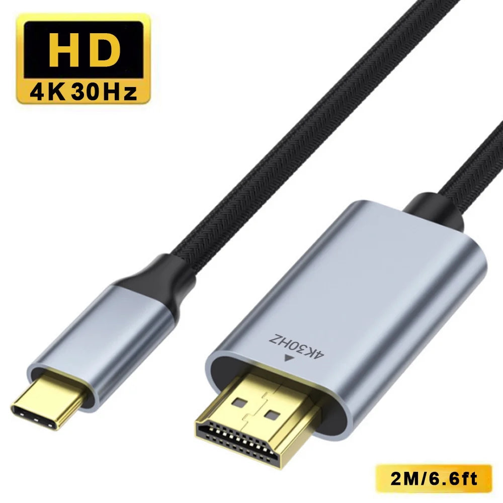 Fixdono USB C to 4K Display Adapter 6.6Ft 2 Pack, 4K@30Hz Resolution, Type C to 4K Display Adapter with MacBook Pro/Air 2019, iPad Pro 2020, Galaxy S20, Android, etc