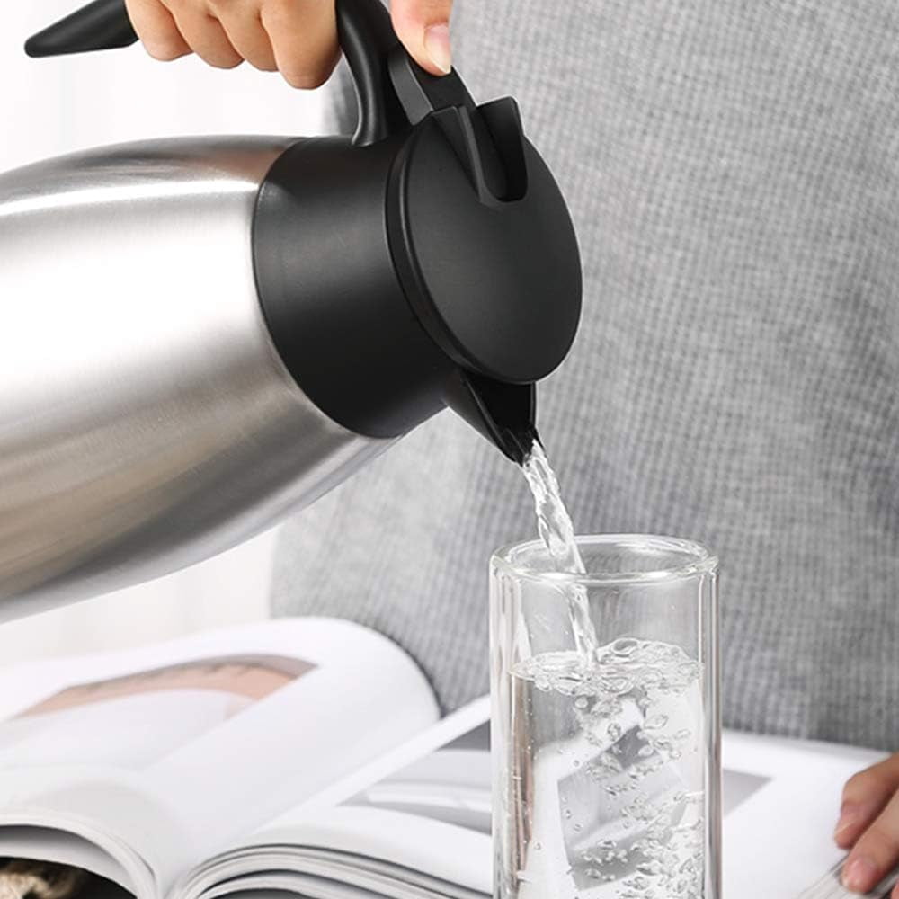 68oz Thermal Coffee Carafe, Stainless Steel Vacuum Insulated Coffee Thermos for Hot and Cold Beverage (Silver）