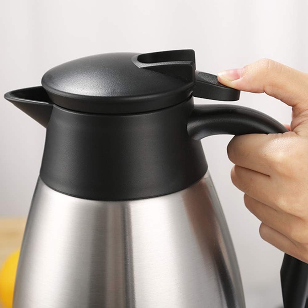 68oz Thermal Coffee Carafe, Stainless Steel Vacuum Insulated Coffee Thermos for Hot and Cold Beverage (Silver）