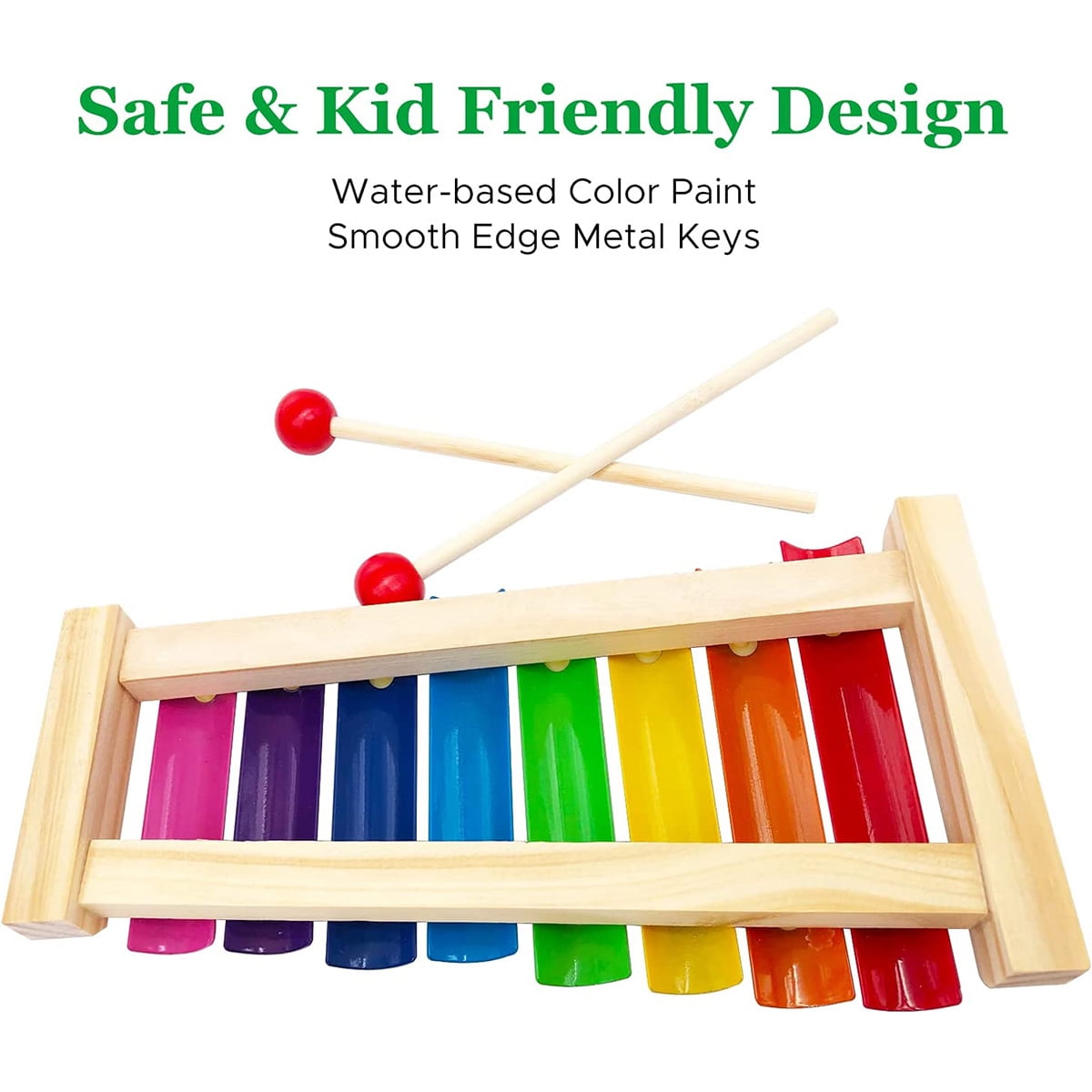Fixdono Wooden Xylophone Children's Musical Instruments Toy, Wooden 8 Keys Hand Knock with Mallets Preschool Educational Toys, Great Gift for Kids Girls and Boys Toddlers Ages 3+