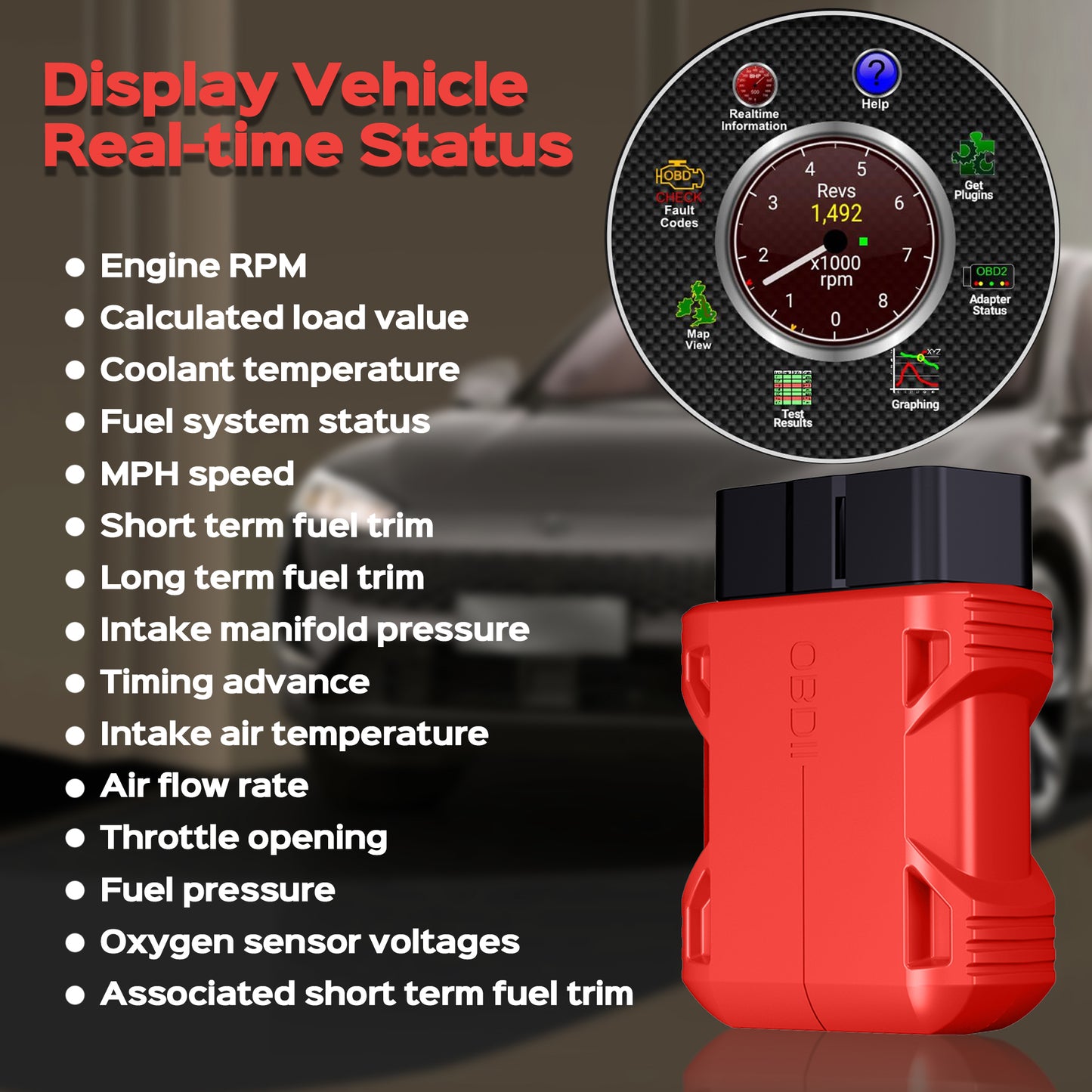 Fixdono OBD2 Scanner Bluetooth, Car Code Reader for iOS & Android, Exclusive APP & No Subscription Fee, OBDII Car Scanner Diagnostic Scan Tool