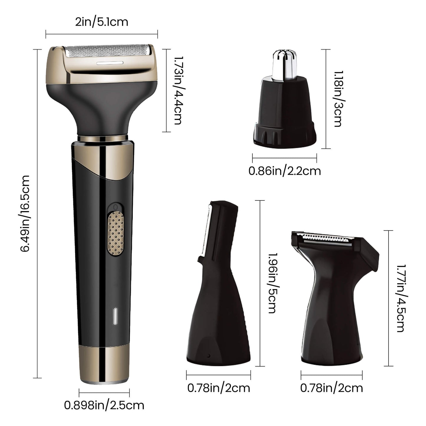 Fixdono Electric Shaver for Men Women, 4 in 1 Rechargeable Razor Nose Hair Trimmer Grooming Groomer Kit for Facial Eyebrow Beard Sideburn