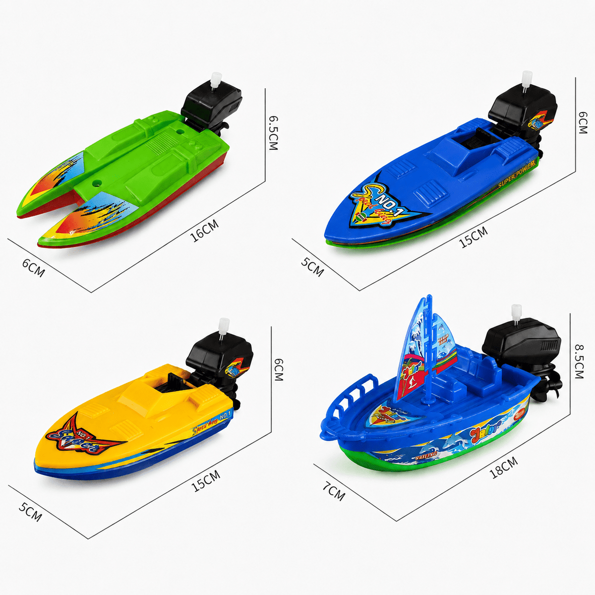 Fixdono Wind-up Boat Bath Toy, 4 Pack Clockwork Boat Bathtub Toy, Ship Winding Clockwork Toy, Float Water Wind up Water Boat Children Bathtub Shower Toy for Kids(Random Color)