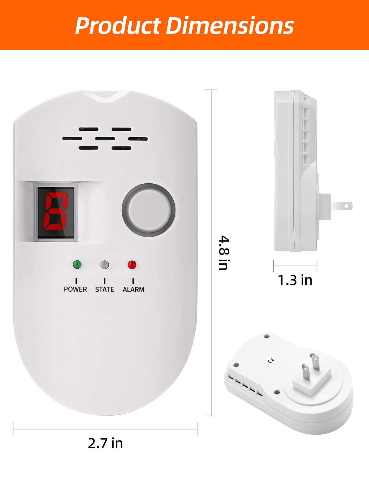 Fixdono High Sensitivity Natural Gas Detector, Plug-in Gas Monitor for Home Safety