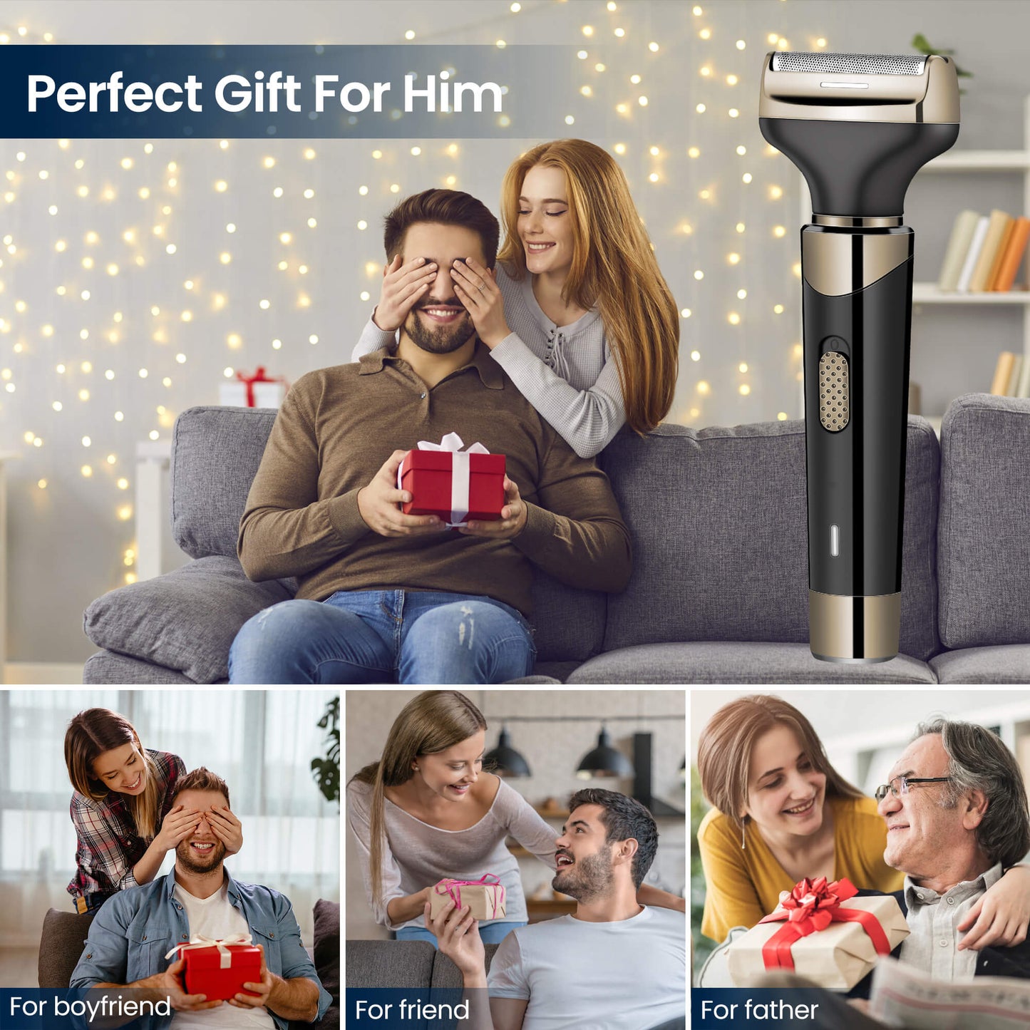 Fixdono Electric Shaver for Men Women, 4 in 1 Rechargeable Razor Nose Hair Trimmer Grooming Groomer Kit for Facial Eyebrow Beard Sideburn