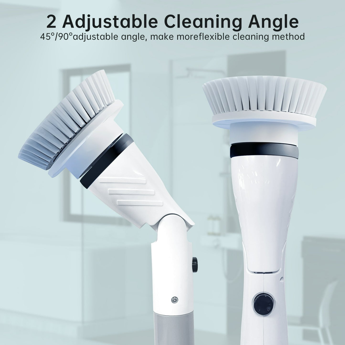Electric Spin Scrubber, Full Body IPX7 Waterproof Cordless Shower Scrubber with Extension Handle＆Adjustable Angle,High Speed Power Scrubber with 4 Brush Heads for Bathroom, Tile, Tub, Glass & Sink