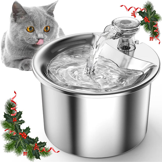 Refreshingly Quiet: Stainless Steel Cat Water Fountain for Multiple Pets!