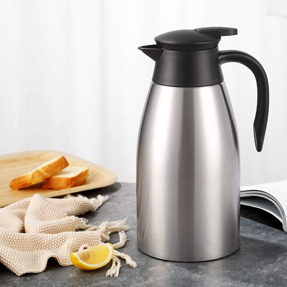 68oz Thermal Coffee Carafe, Stainless Steel Vacuum Insulated Coffee Thermos for Hot and Cold Beverage (Silver）