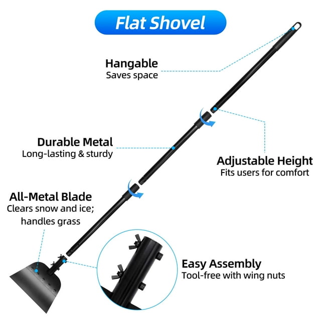 Fixdono Garden Flat Shovel, 54" Garden Cleaning Shovel, Heavy Duty Manual Weeder Metal Floor Scraper Garden Tool for Lawn Edging, Digging, Weeding, Scraping, Ice Remove