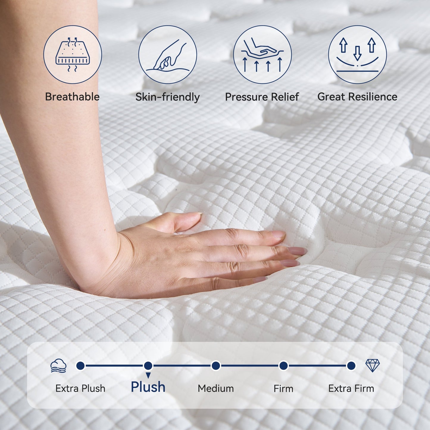 Hillnova 12" Queen Mattress, Euro Top Foam & Pocket Spring Hybrid Mattress in a Box, Plush Comfort, Pressure Relief and Motion Isolation