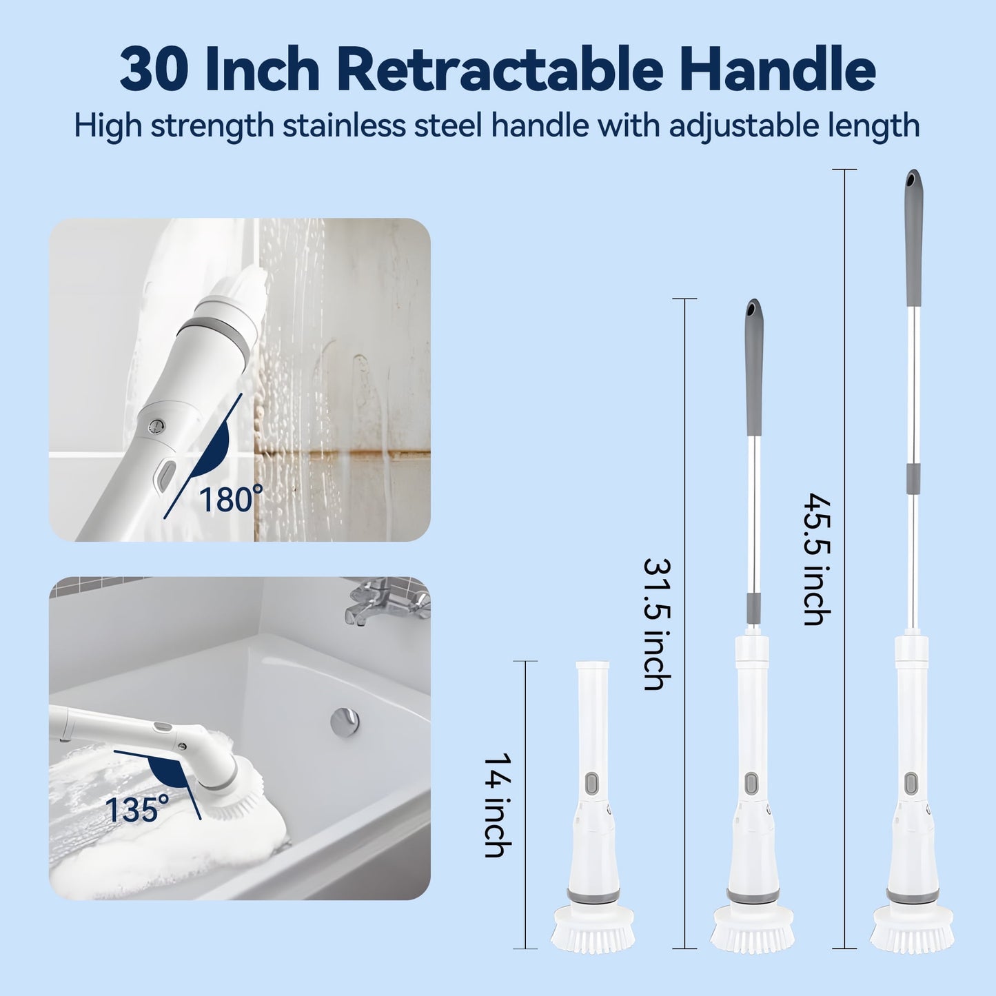 Fixdono Electric Spin Scrubber, 6 Replaceable Cleaning Heads Cordless Cleaning Brush, Bathroom Scrubber for Bathtub, Tile, Floor
