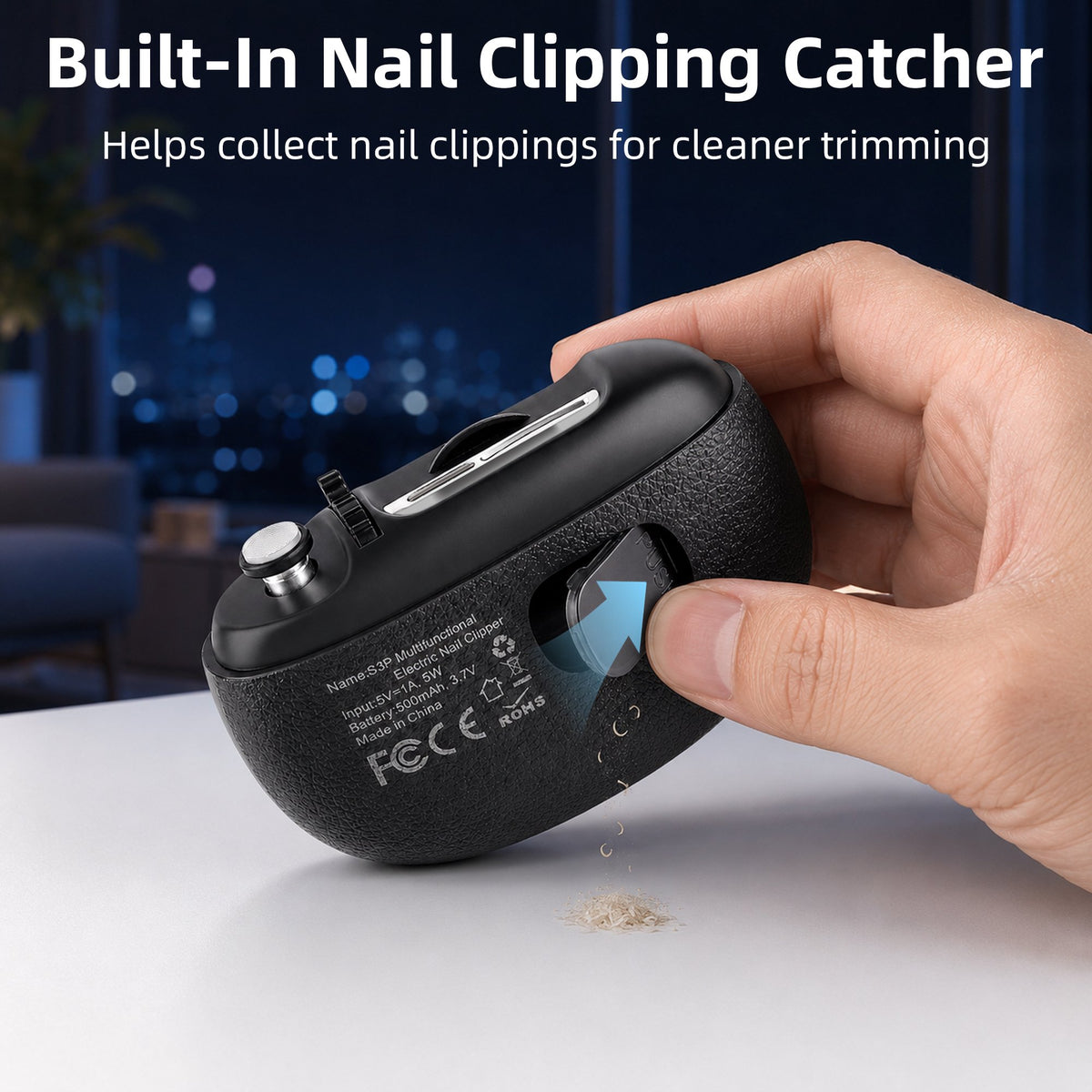 Electric Nail Clipper for Seniors, 2-Speed Nail Trimmer with Dual-Blade Design, LED Light and Magnifier, Black