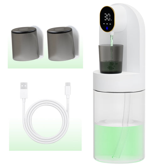 Automatic Mouthwash Dispenser for Bathroom, 20oz /600ml Rechargeable Electric Mouthwash Dispenser with Magnetic Cups, 180-Day Battery life, 4 Dispensing Levels, Wall Mounted ＆ Countertop Use