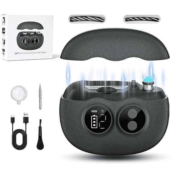 Electric Nail Clipper, 3 in 1 Automatic Trimmer with Interchangeable Heads, Built-in Magnifier, Dual Polishing Modes, LCD Display, Debris Storage