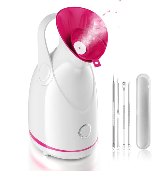 Facial Steamer Nano Ionic Face Steamer with Blackhead Removal Tools, Warm Moisturizing Mist for Deep Cleansing Face Skin Care and Lighten Pores and Sinuses for Home Facial Sauna Spa