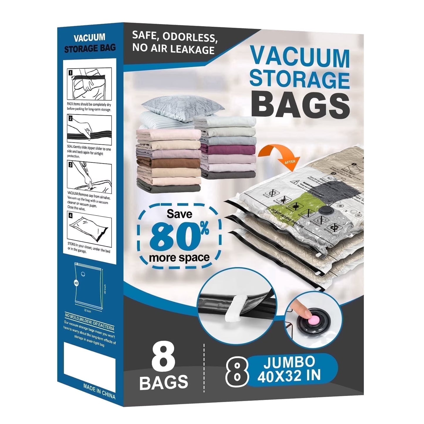 Fixdono Vacuum Storage Bags for Travel and Clothing with Cordless Rechargeable Pump, 12 Compression Bags and 18 Organizer Bags, 30-Bag Set
