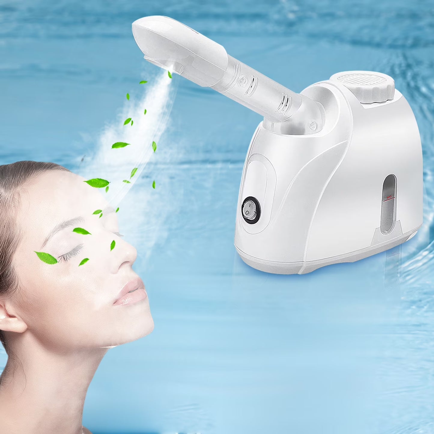 Nano Ionic Facial Steamer, Professional Face Steamer with 360°Rotatable Sprayer, Warm/Cold Mist Portable Facial Steamer Machine for Home Salon and Spa