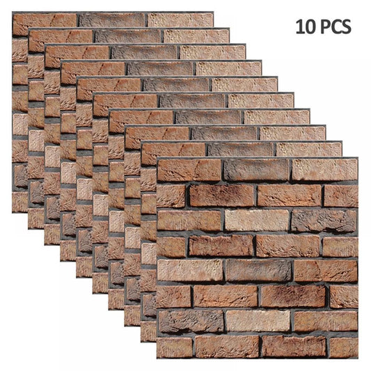 Fixdono 10PCS 3D Brick Wall Panels, 12" x12" Self-Adhesive PVC Wall Panel for Home Decor, Waterproof & Removable Peel and Stick Wallpaper for Bedroom, Bathroom, Kitchen, 0.12" Thickness