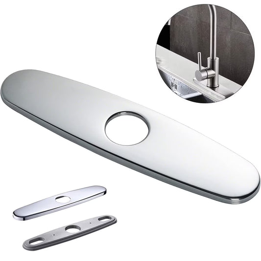 Fixdono Faucet Escutcheon Plate, Kitchen Sink Faucet Hole Cover, Stainless Steel, Easy Installation, Silver