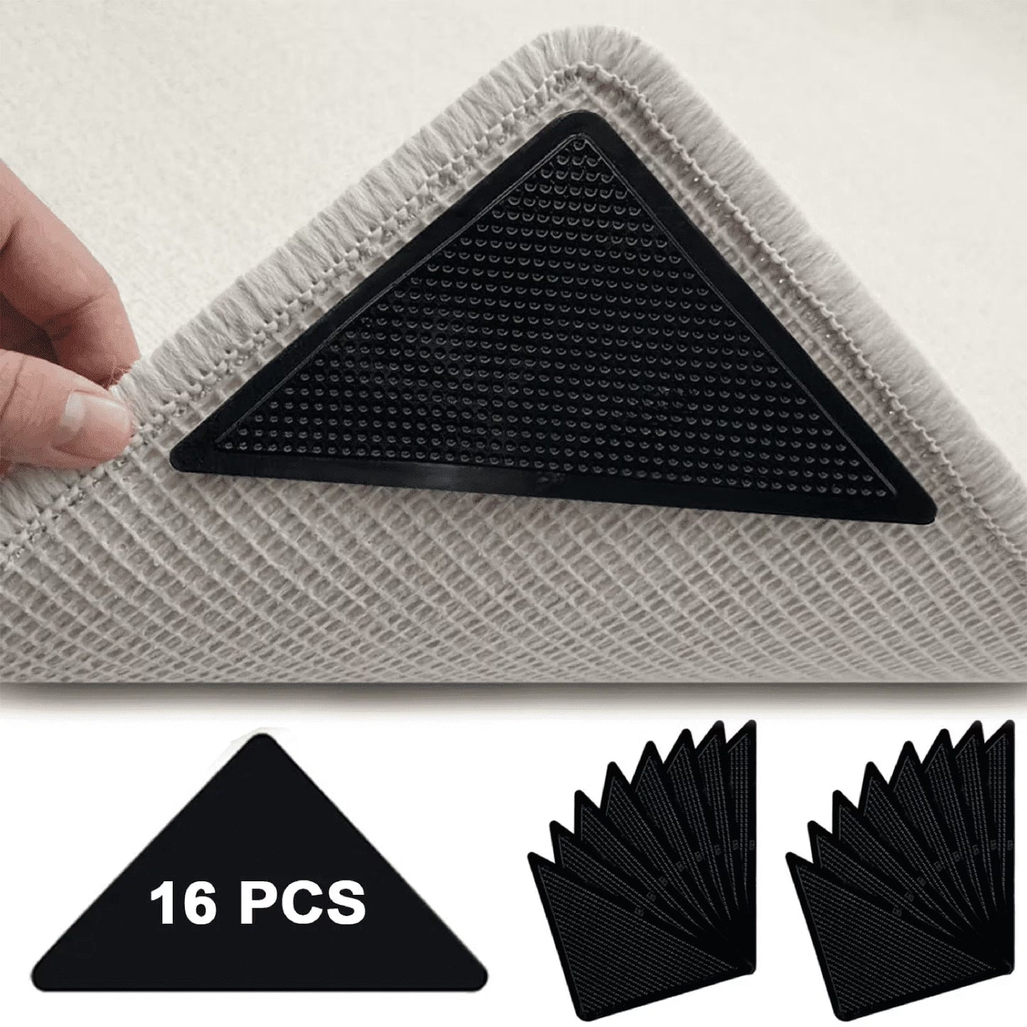 Fixdono Non Slip Rug Gripper, 16 Pcs Reusable Rug Pads Tape for Hardwood Floors, Washable Carpet Tape for Rug