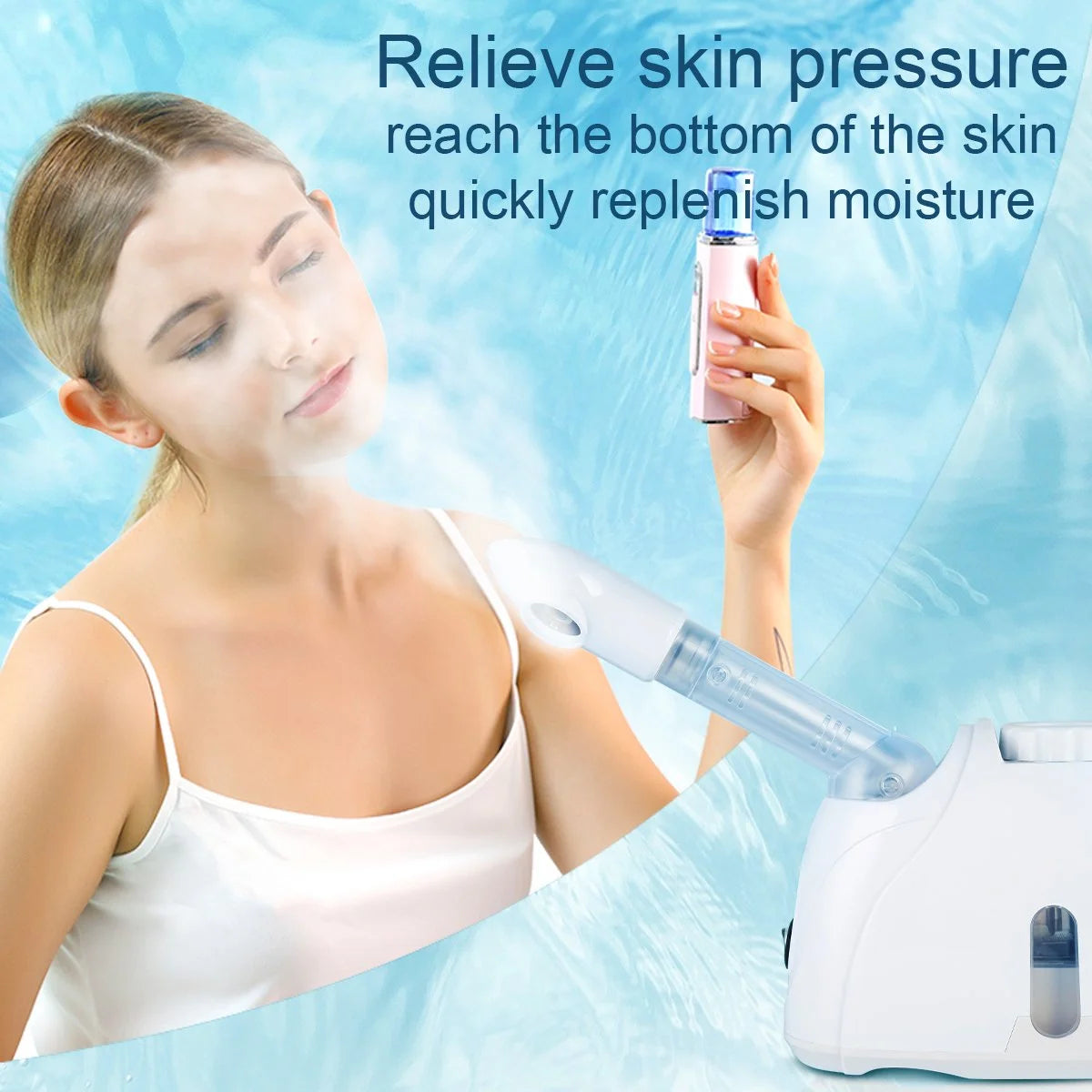 Nano Ionic Facial Steamer, Professional Face Steamer with 360°Rotatable Sprayer, Warm/Cold Mist Portable Facial Steamer Machine for Home Salon and Spa