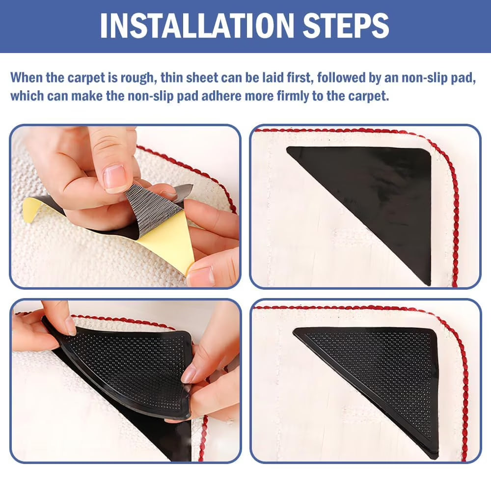 Fixdono Non Slip Rug Gripper, 16 Pcs Reusable Rug Pads Tape for Hardwood Floors, Washable Carpet Tape for Rug