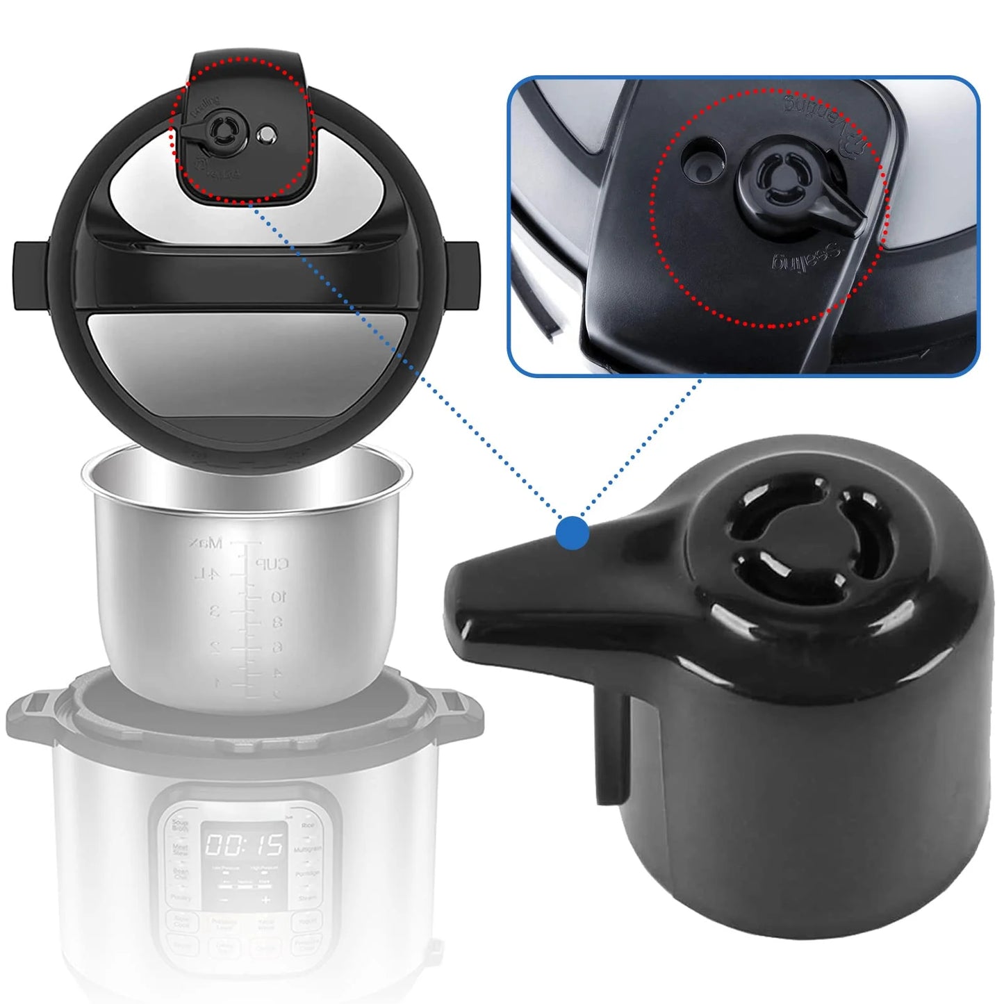 Fixdono Steam Release Valve for Instant Pot Duo/Duo Plus, Pressure Valve Replacement, 2 Pack