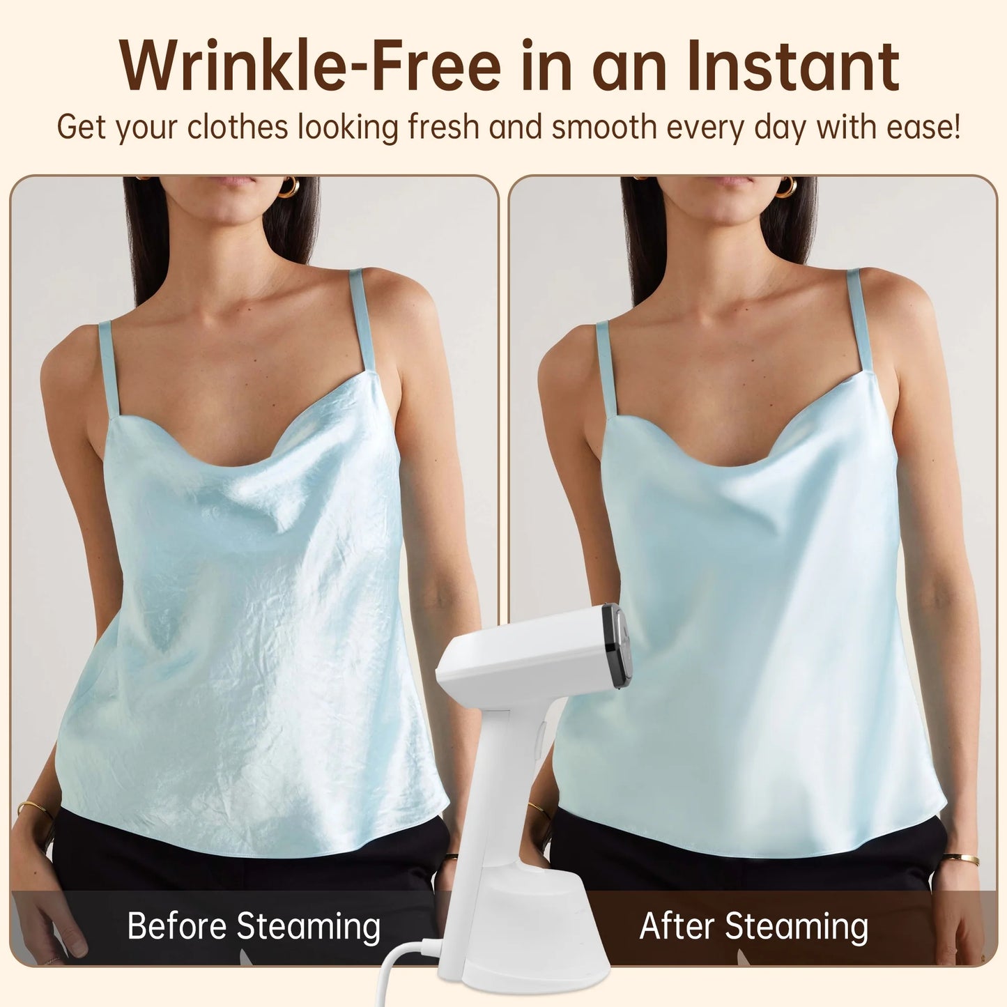 Fixdono Handheld Clothes Steamer, 1200W Garment Steamer with Fast Heat-Up, 9.5oz Removable Tank, Portable Wrinkle Remover for Home & Travel, White