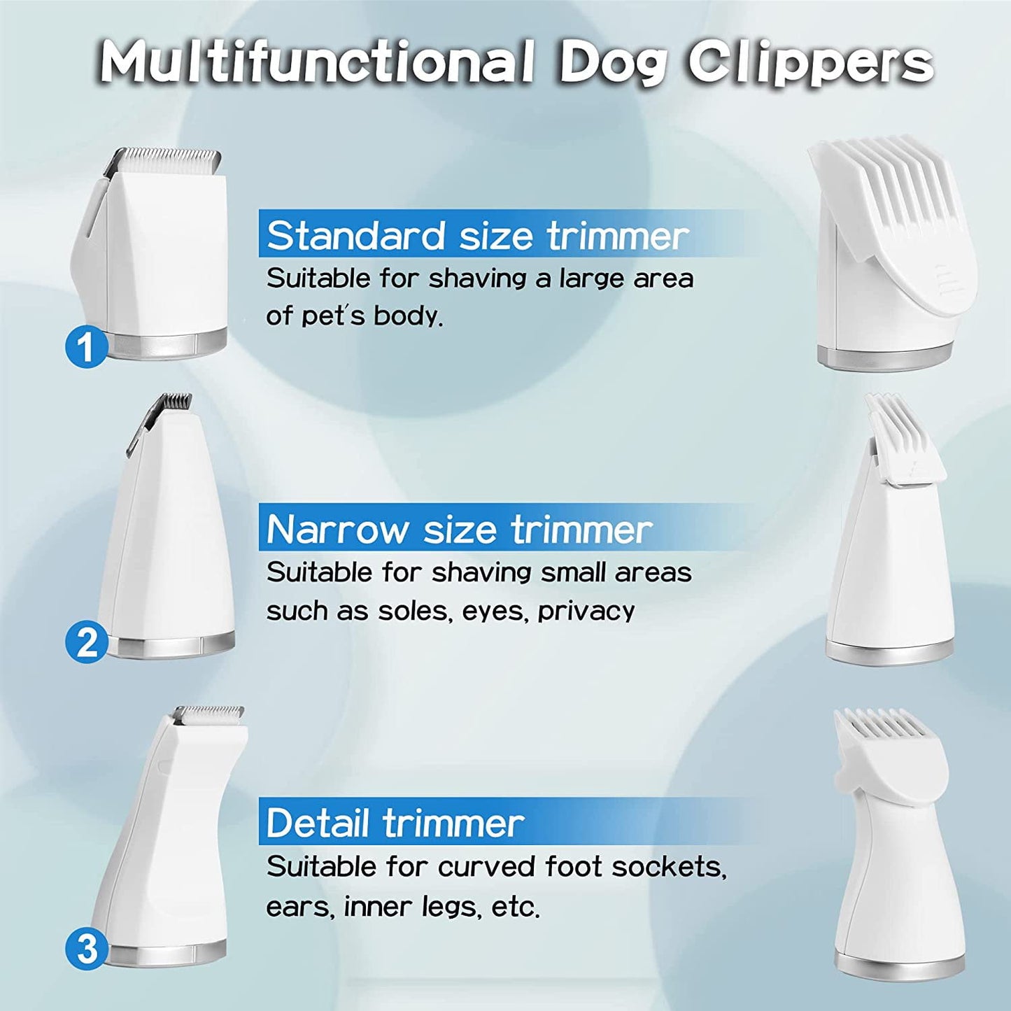 Dog Clippers Grooming Kit Hair Clipper - Low Noise Low Noise Paw Trimmer - Quiet Cordless Hair Clipper for Cats and Other Small Pets