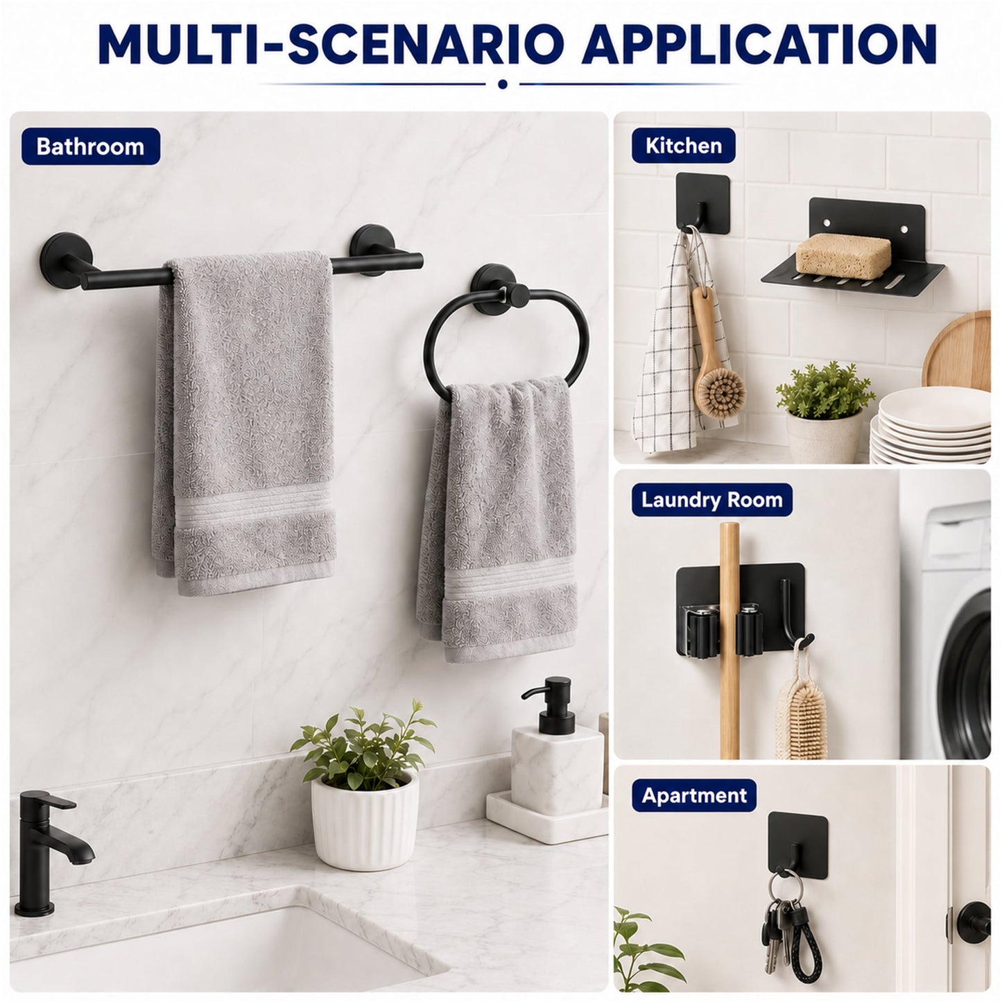 Fixdono Bathroom Hardware Set 15PCS, Matte Black