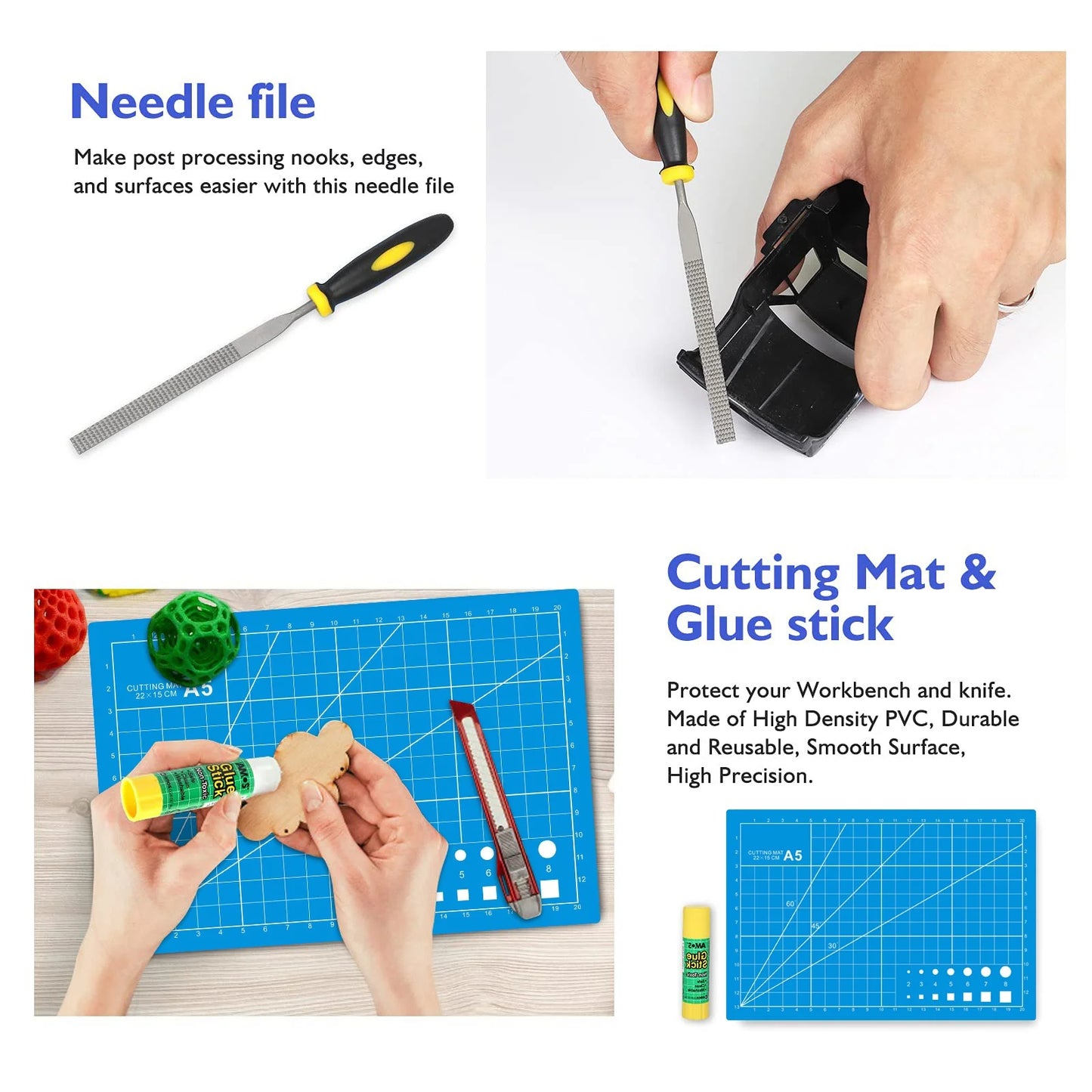 Fixdono 3D Printer Parts Tool Kit with Nozzle Cleaning Needles, Multicolor, 42 Count
