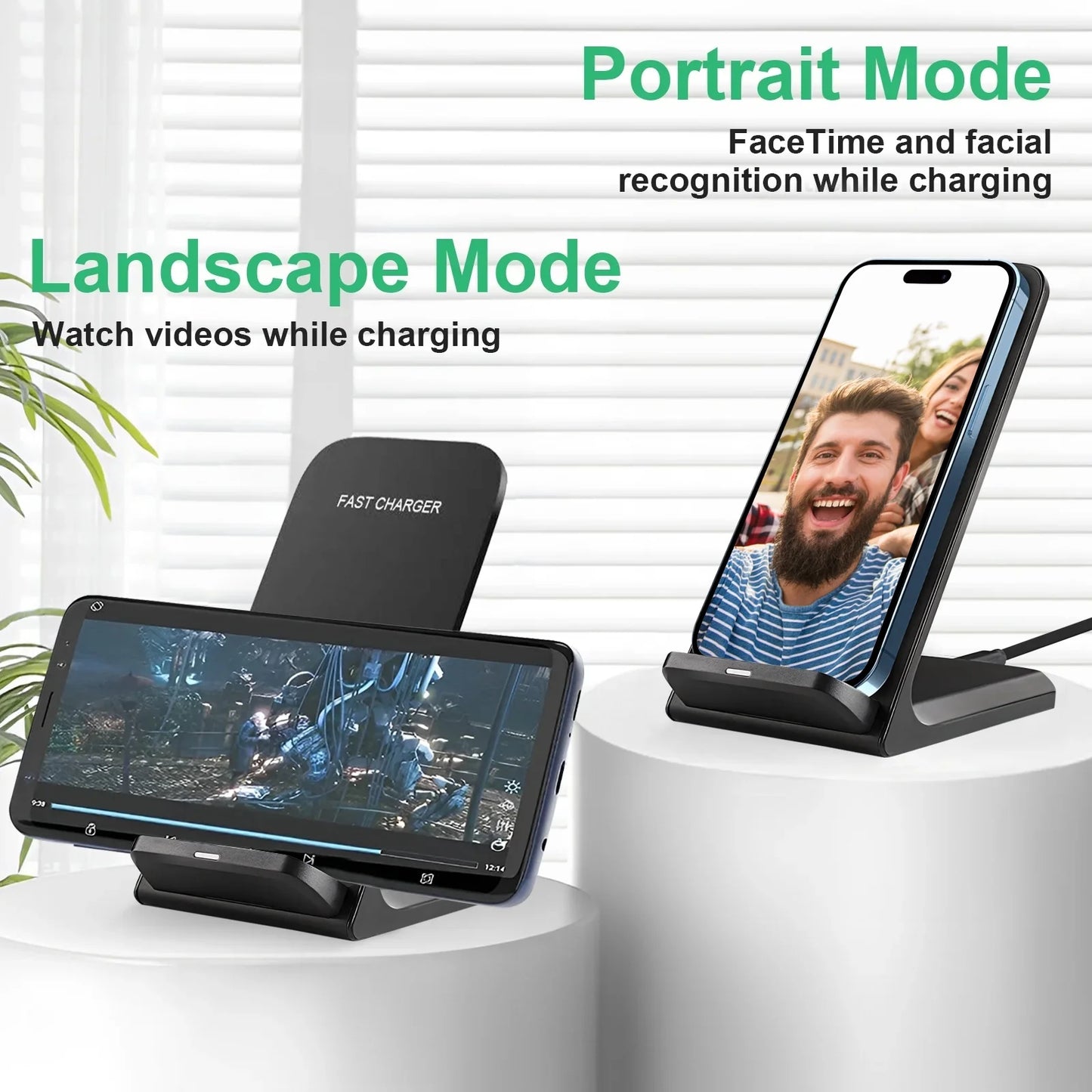 Wireless Charger Stand, 20W USB Fast Charging Station Dock for iPhone 14/13/12/11/SE/Xs/Xr/x/8, Samsung Galaxy S22 S21 S20 S10 S9 S8, Note 20/10/9/8