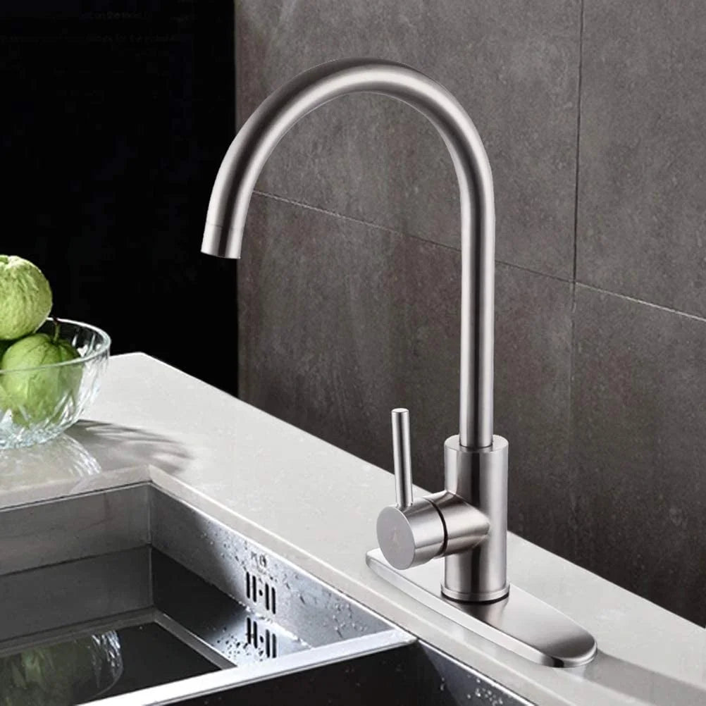 Fixdono Faucet Escutcheon Plate, Kitchen Sink Faucet Hole Cover, Stainless Steel, Easy Installation, Silver