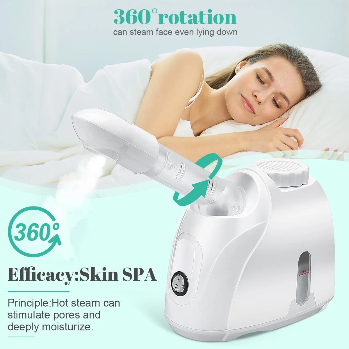 Nano Ionic Facial Steamer, Professional Face Steamer with 360°Rotatable Sprayer, Warm/Cold Mist Portable Facial Steamer Machine for Home Salon and Spa