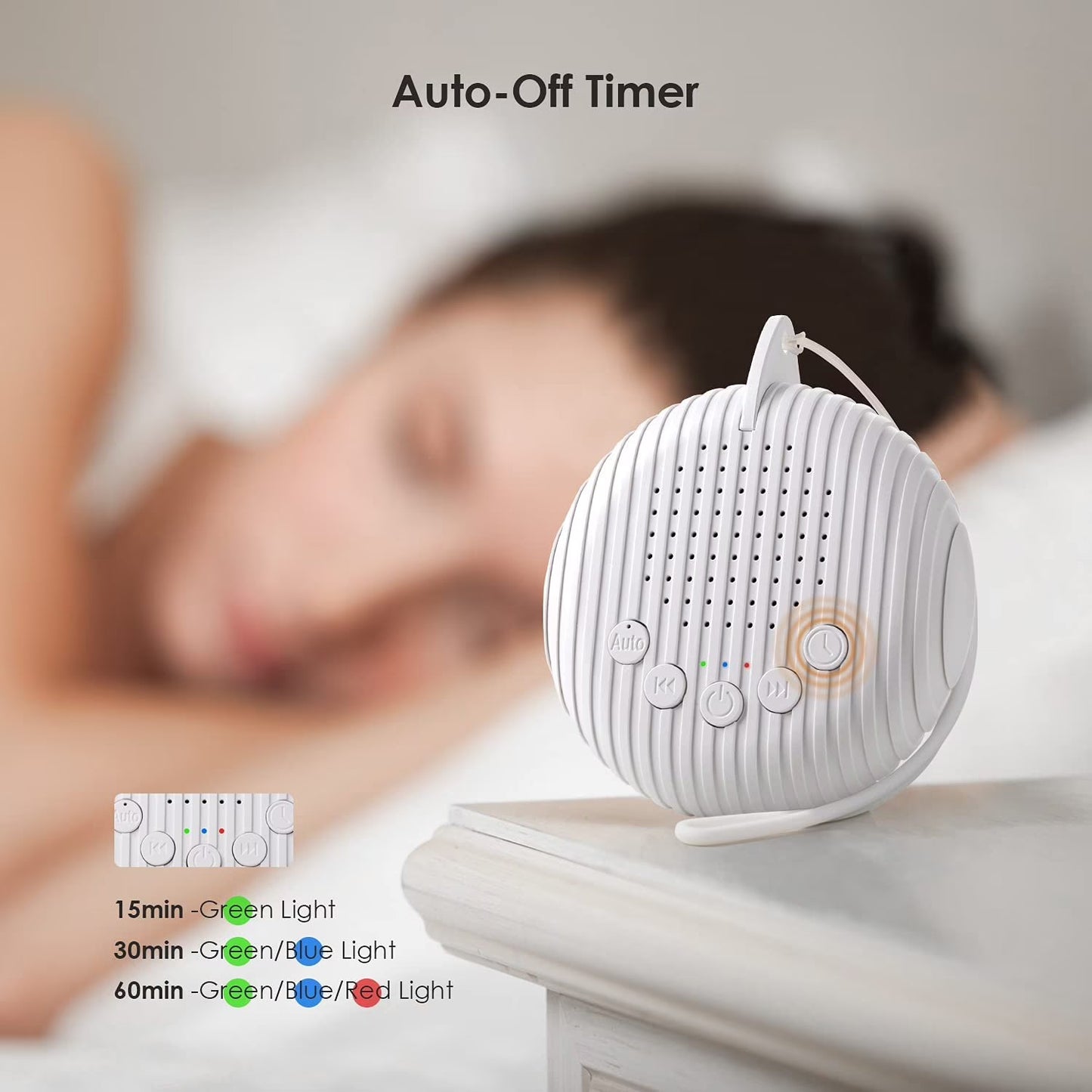 Fixdono Portable White Noise Sound Machine w/ Charging Cable for Adults, Baby, White