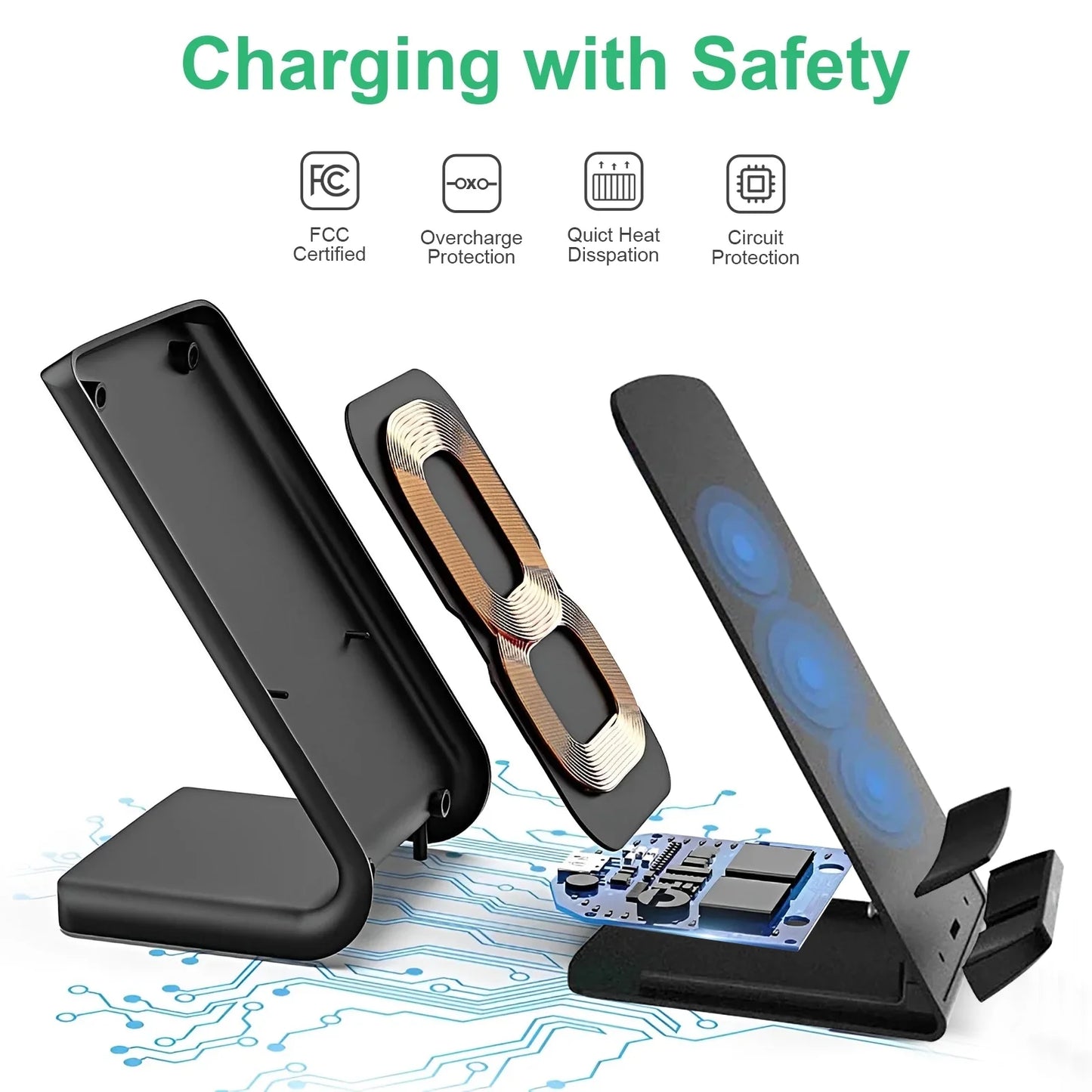 Fast Wireless Charger Stand, 20W Max Phone Charging Station for iPhone 14/13/12/11/Se/Xs/Xr/X/8, Samsung Galaxy S23/S22/S21/S20/S10/S9/S8/Note 20/10/9/8