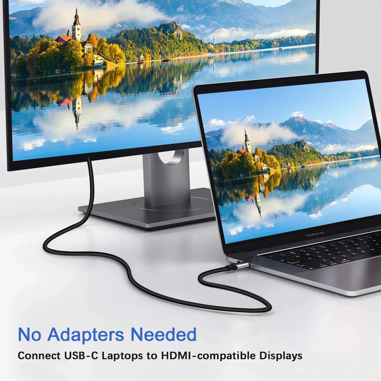 Fixdono USB C to HDMI-compatible Cable Adapter 6Ft, 4K@30Hz Resolution, Type C to HDMI-Compatible with MacBook Pro/Air 2019, iPad Pro 2020, Galaxy S20, Android, etc