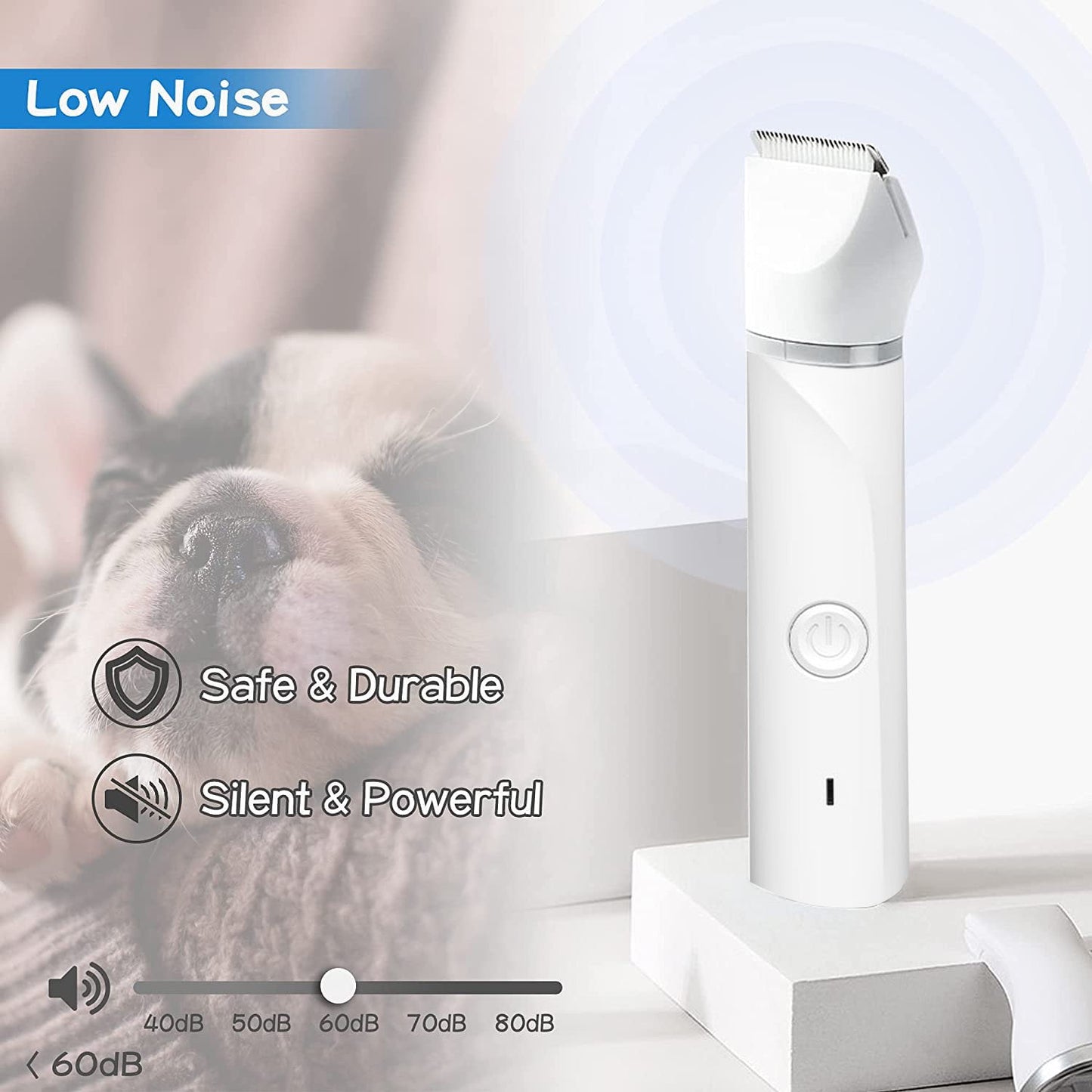 Dog Clippers Grooming Kit Hair Clipper - Low Noise Low Noise Paw Trimmer - Quiet Cordless Hair Clipper for Cats and Other Small Pets